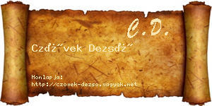 Czövek Dezső névjegykártya